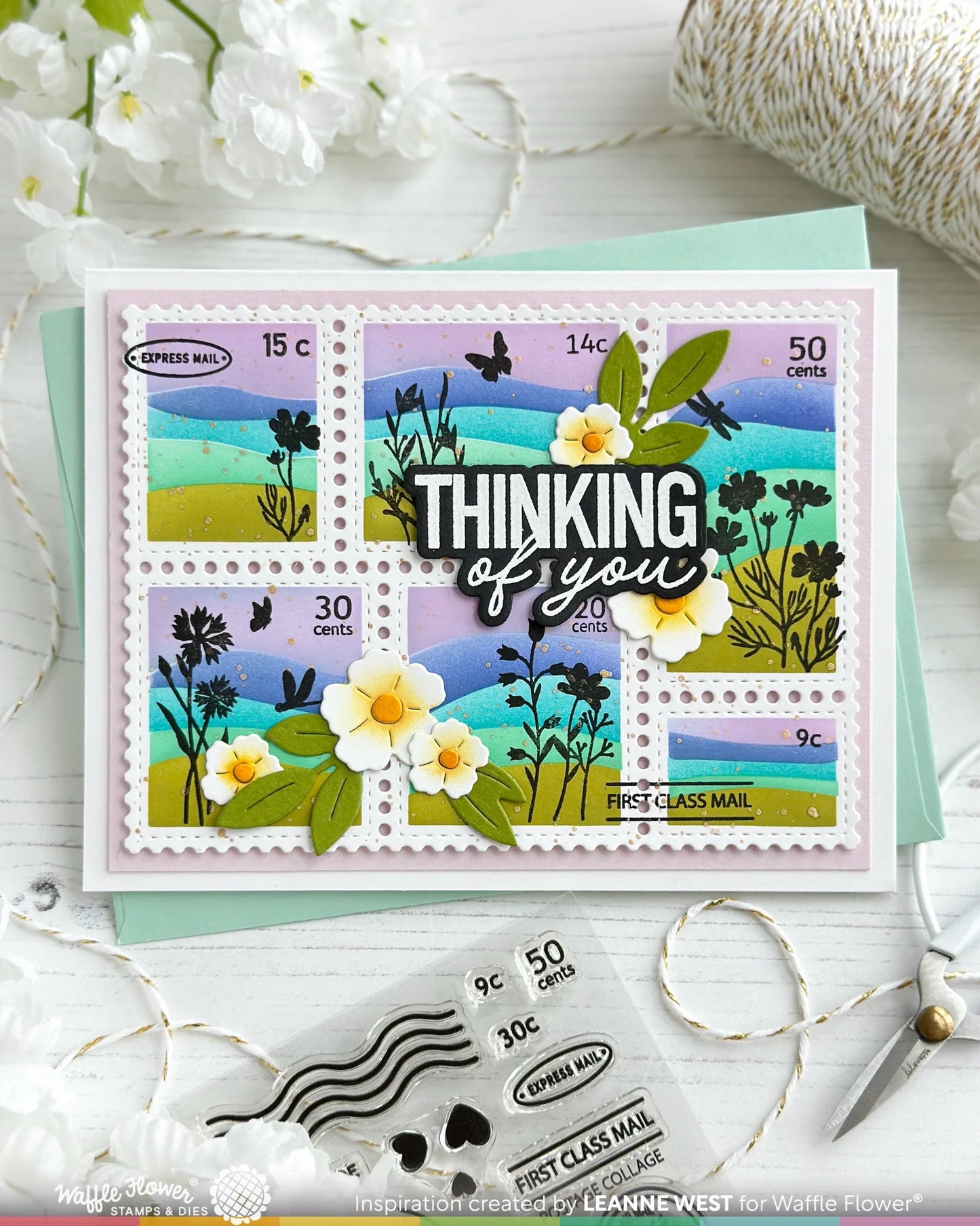 Postage Collage Wavy Lines Stencil 