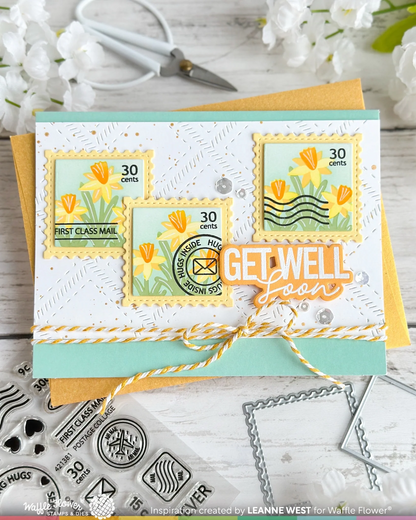Square Postage Daffodil Stencil 