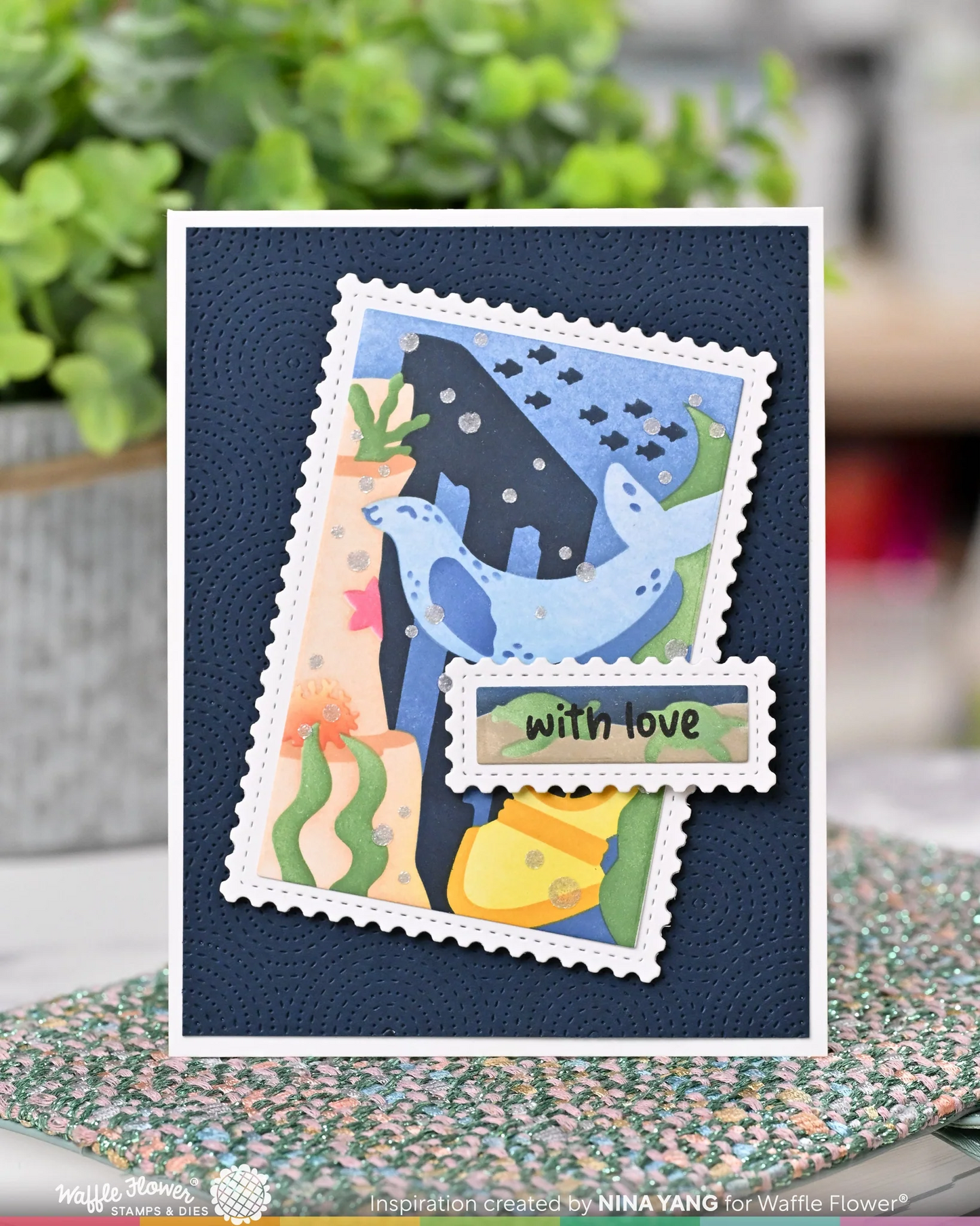 Nesting Postage Collage Under the Sea Stencil 