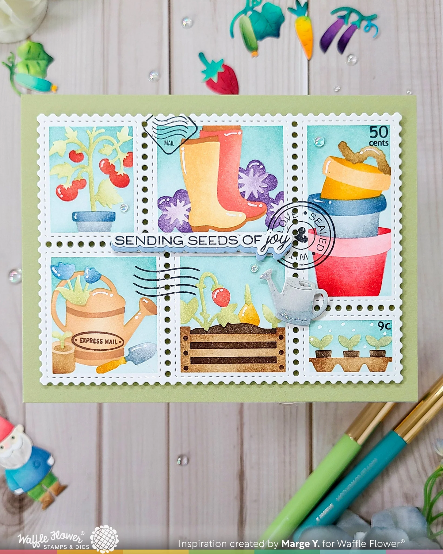 Postage Collage Gardening Stencil 