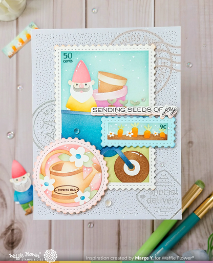 Nesting Postage Collage Gardening Stencil 