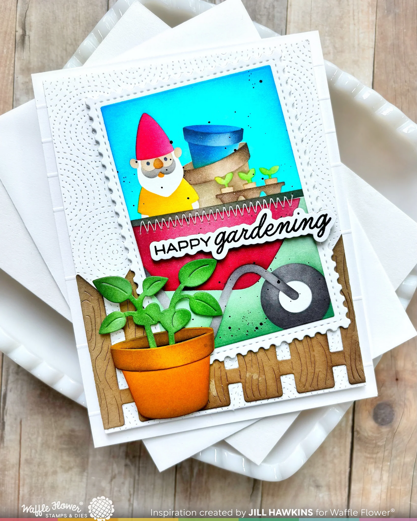 Nesting Postage Collage Gardening Stencil 