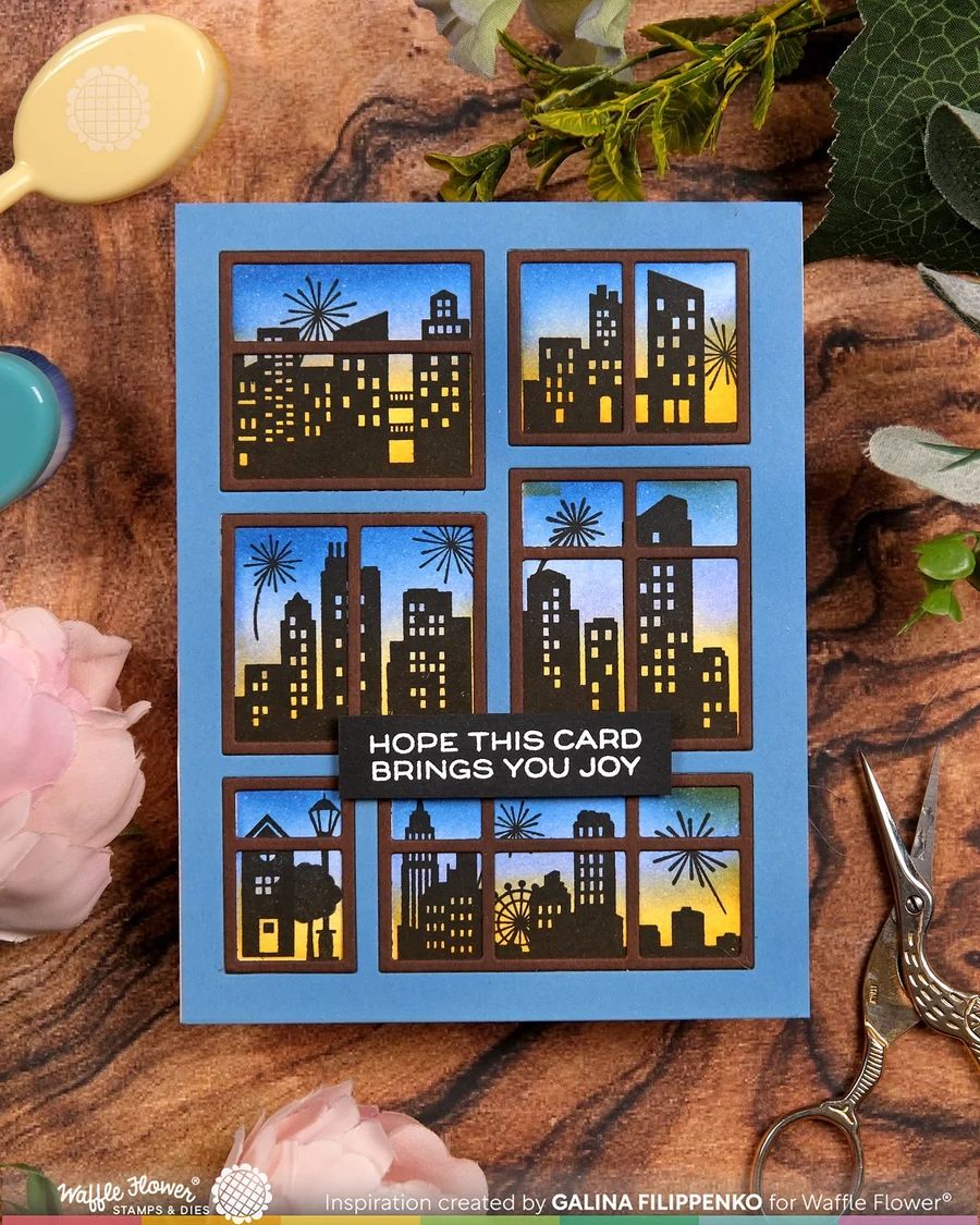Postage Collage City Sunset Stamp Set 