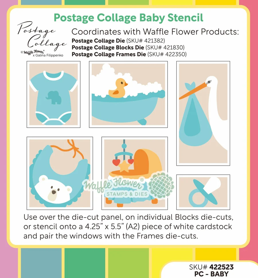 Postage Collage Baby Stencil 