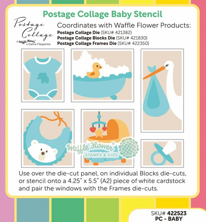 Postage Collage Baby Stencil 