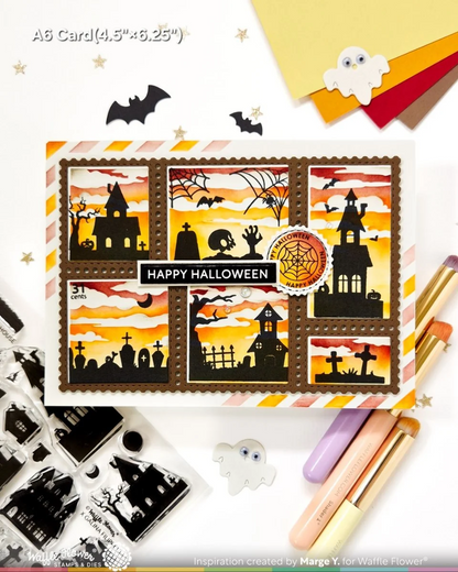 Postage Collage Haunted House Silhouette Stamp Set 