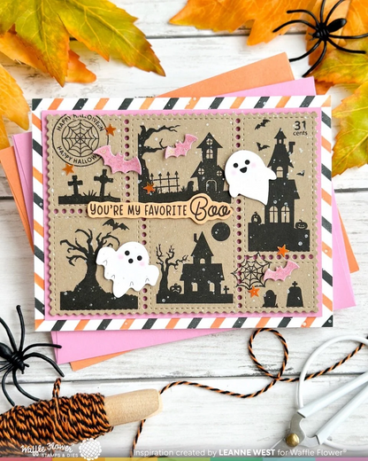 Postage Collage Haunted House Silhouette Stamp Set 