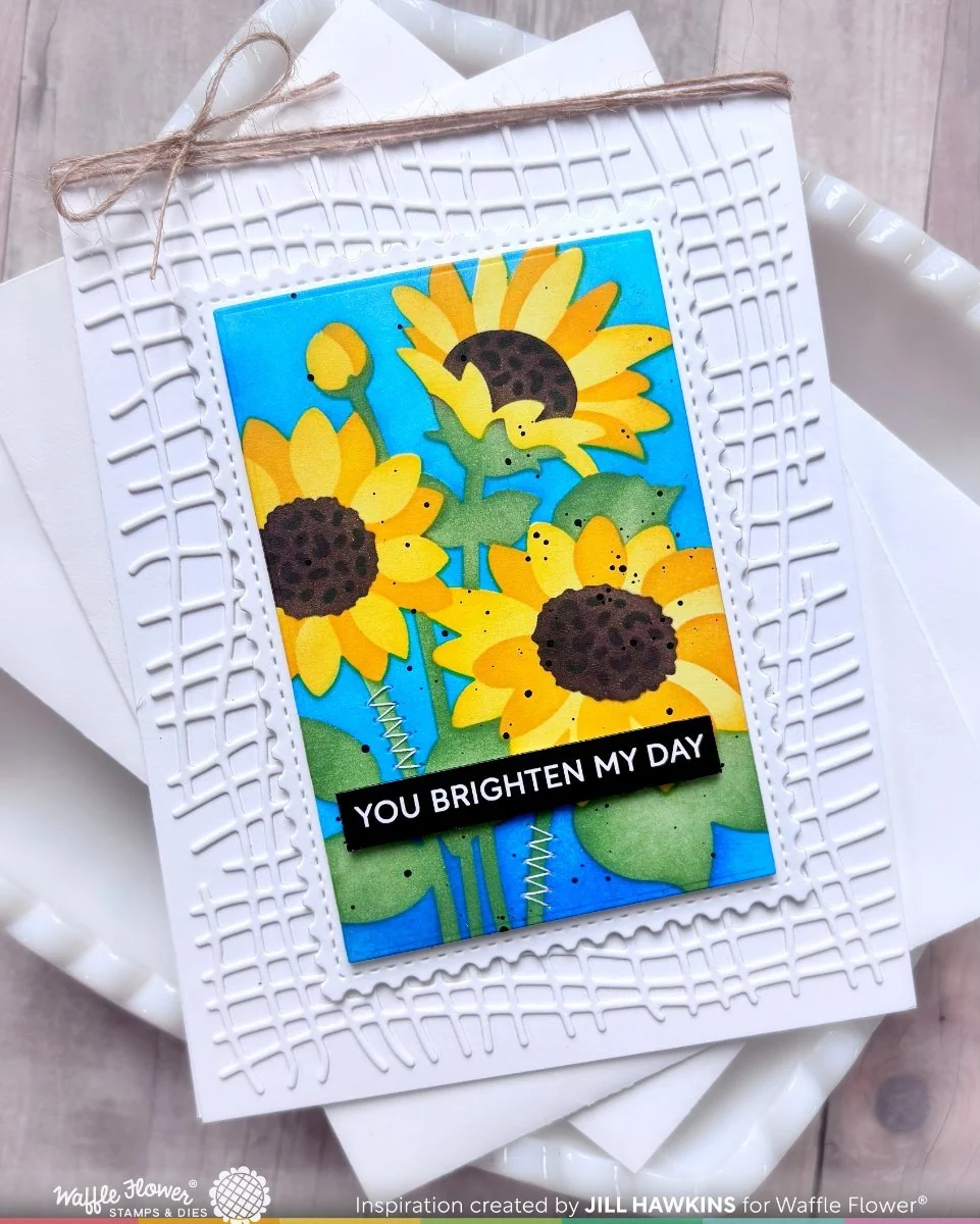 Nesting Postage Collage Sunflower Stencil 