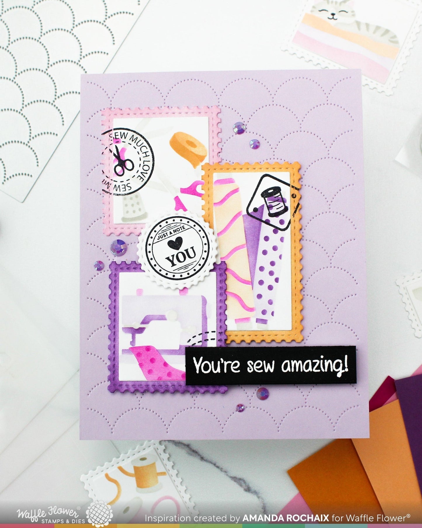 Postage Collage Circle Sentiments Die