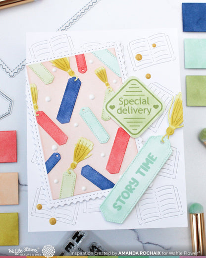 Open Book Bookmark Coloring Stencil 