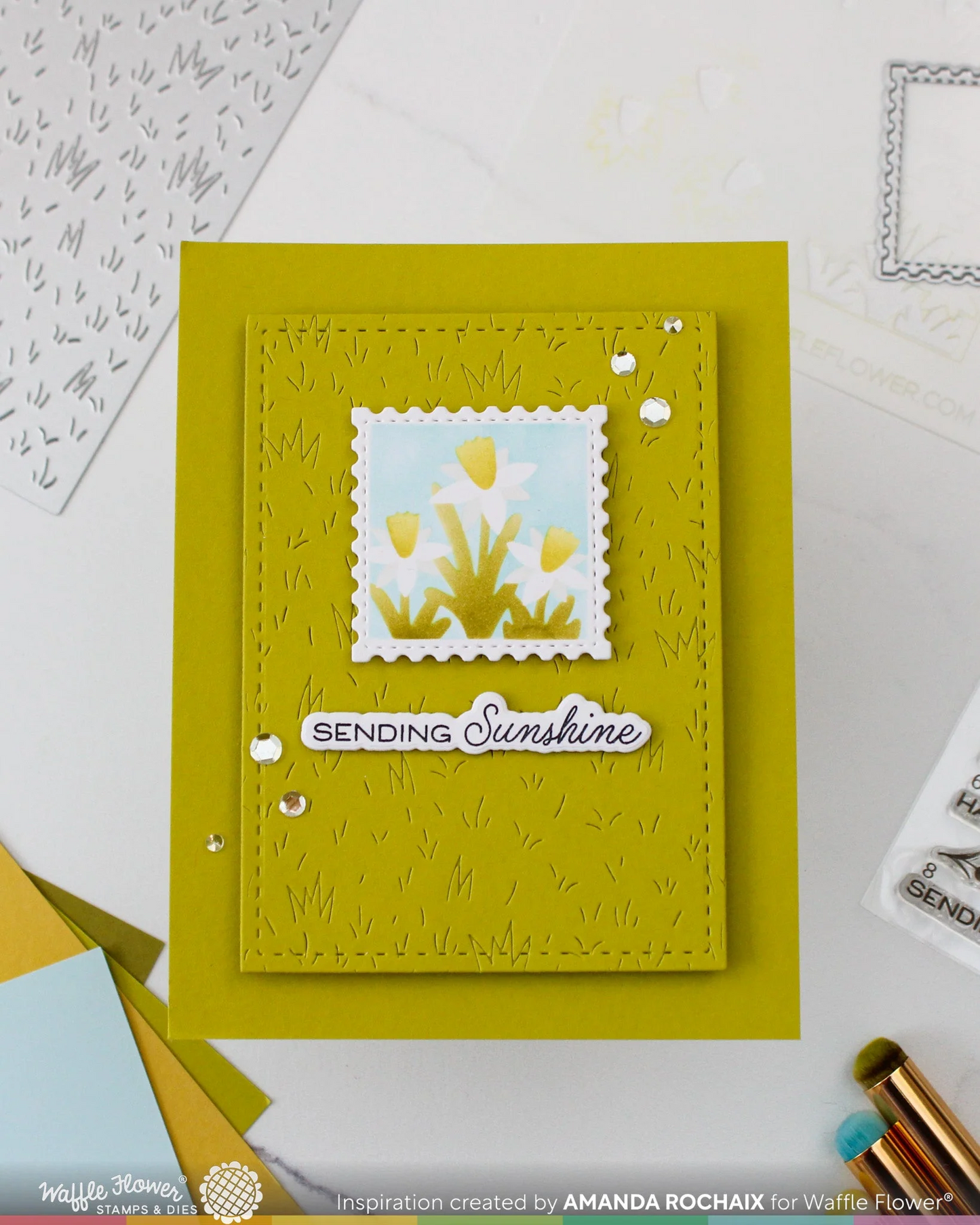 Square Postage Daffodil Stencil 