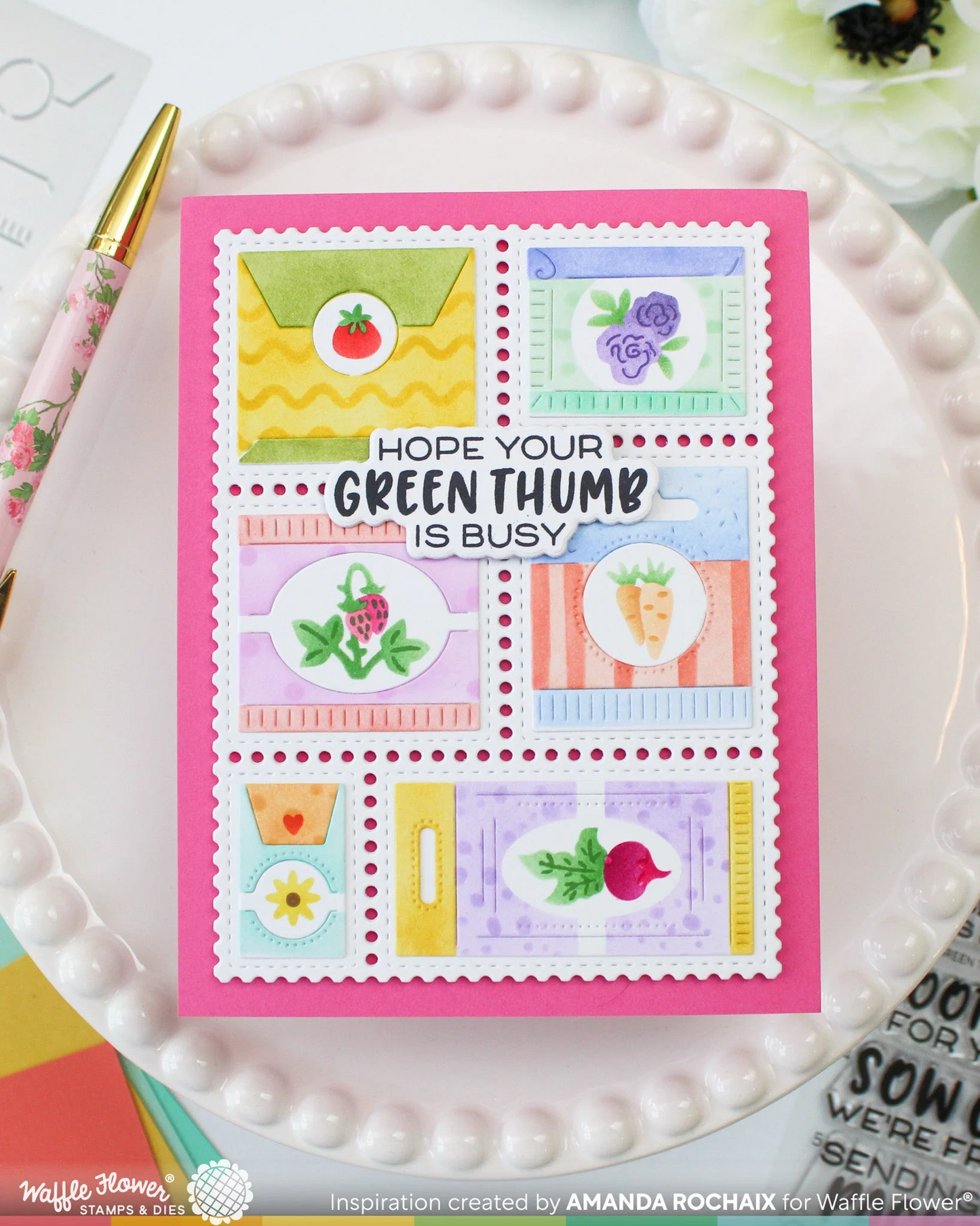 Postage Collage Seeds Stencil 