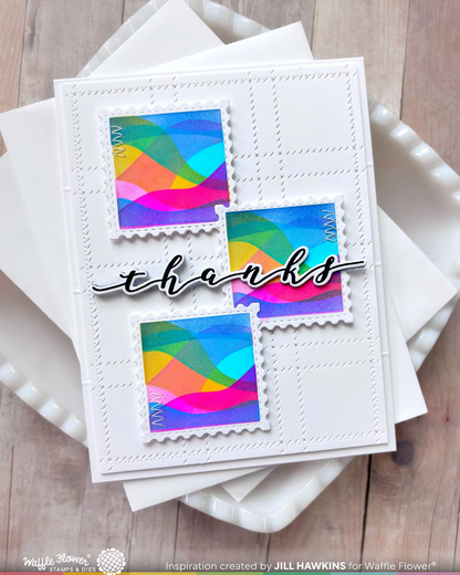 Square Postage Wave Stencil 