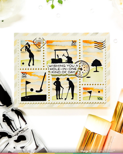 Postage Collage Golf Silhouettes Stamp Set 
