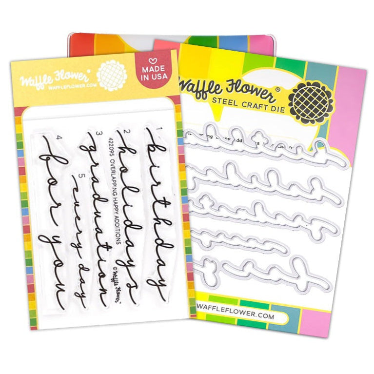 Overlapping Happy Additions Stamp & Die 