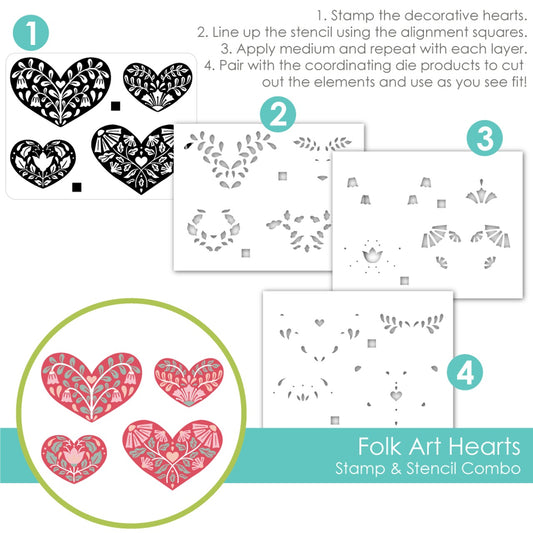 Folk Hearts Stamp & Stencil
