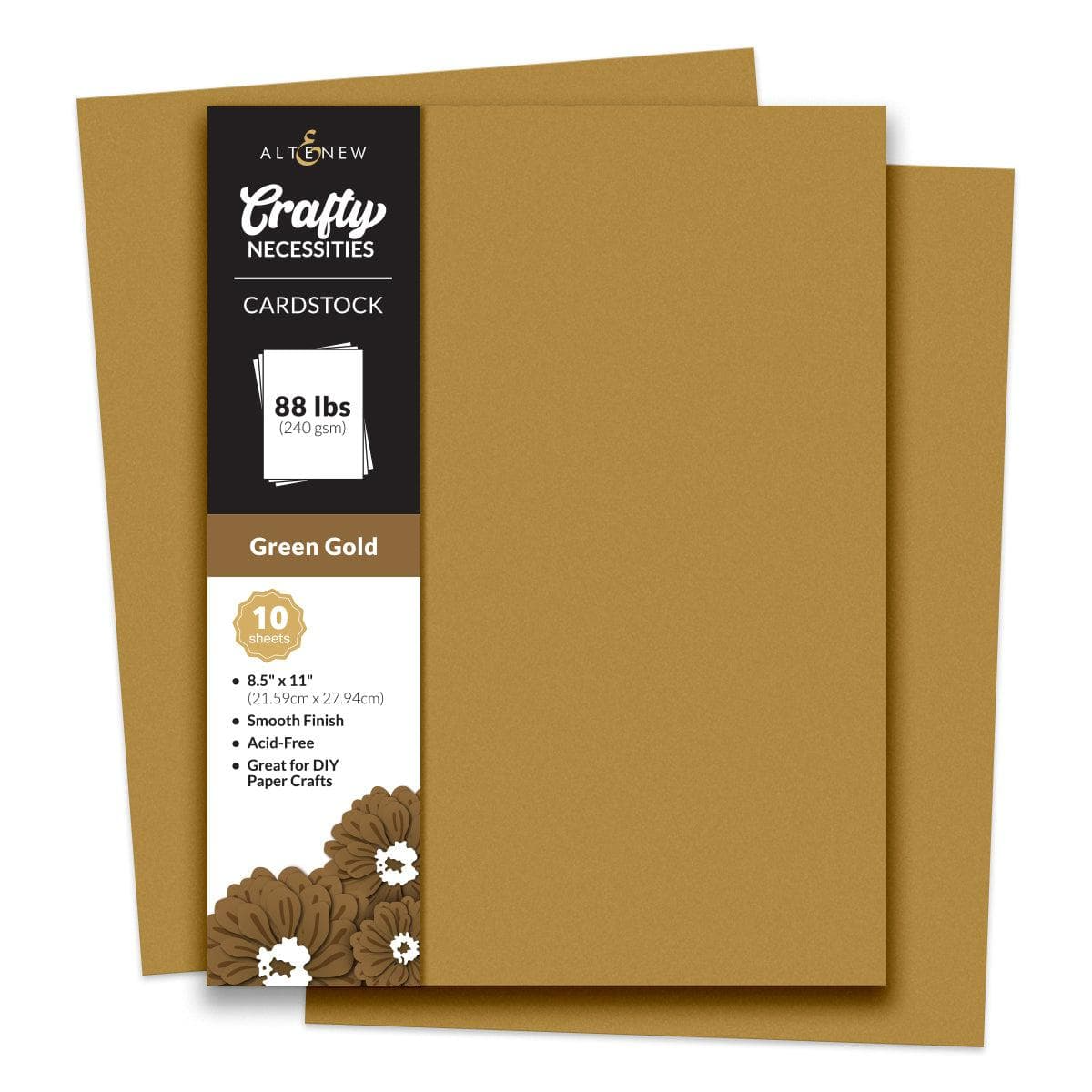 Crafty Necessities 8.5x11 Cardstock: Green Gold