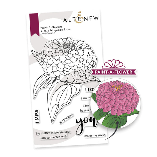 Paint-a-Flower: Zinnia Magellan Rose Outline Stamp Set