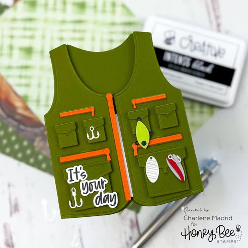 Lovely Layer: Fishing Vest A2 Card Base Honey Cuts