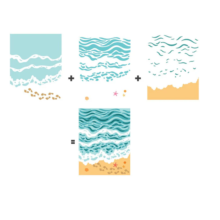Color Layering Beach Floor Stencils 