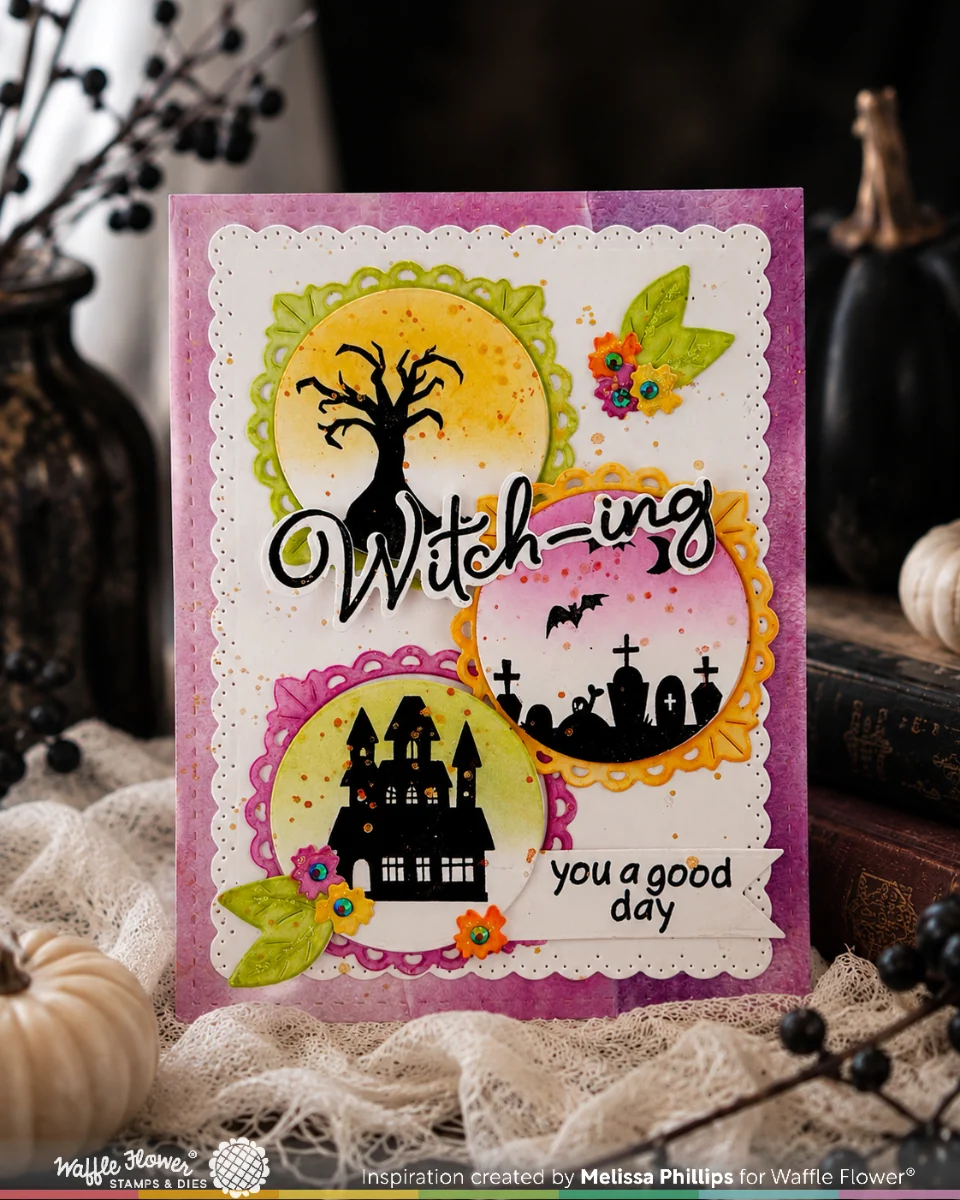 Postage Collage Haunted House Silhouette Stamp Set 