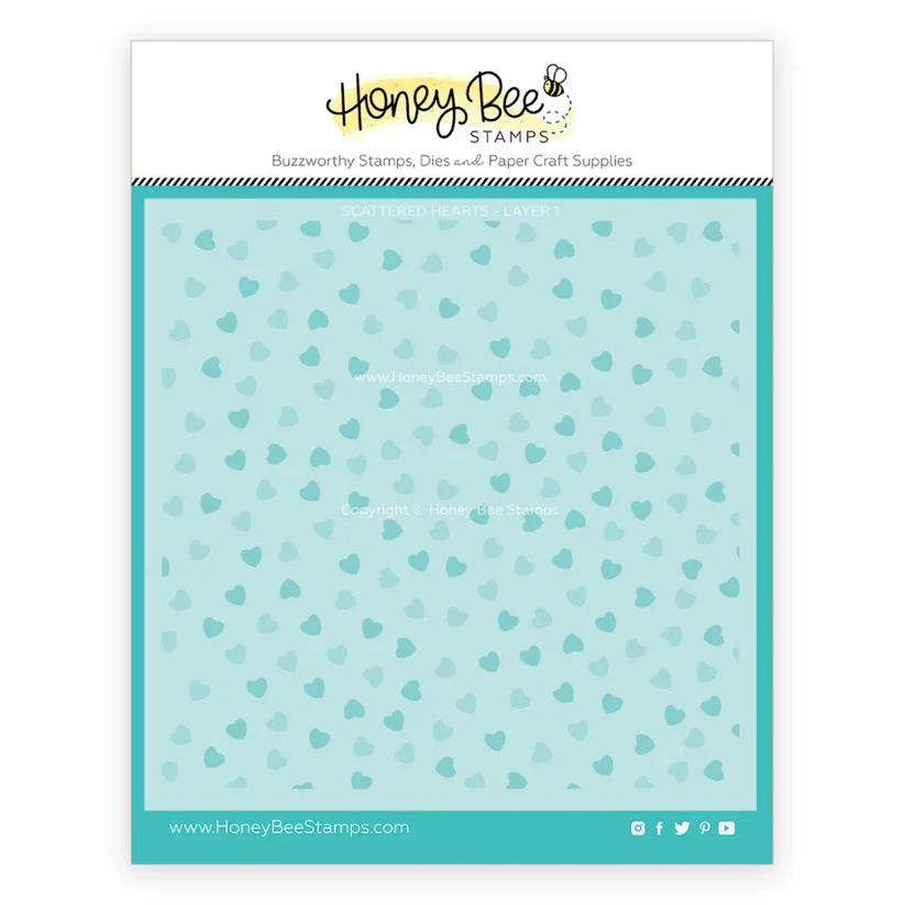 Scattered Hearts Layering Background Stencils