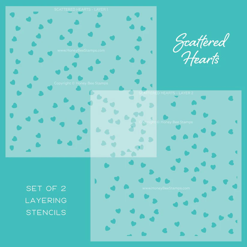 Scattered Hearts Layering Background Stencils