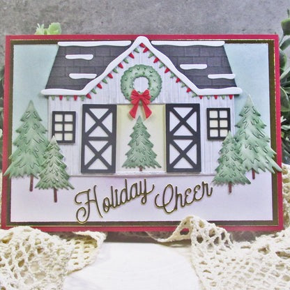 Country Christmas Barn Etched Dies