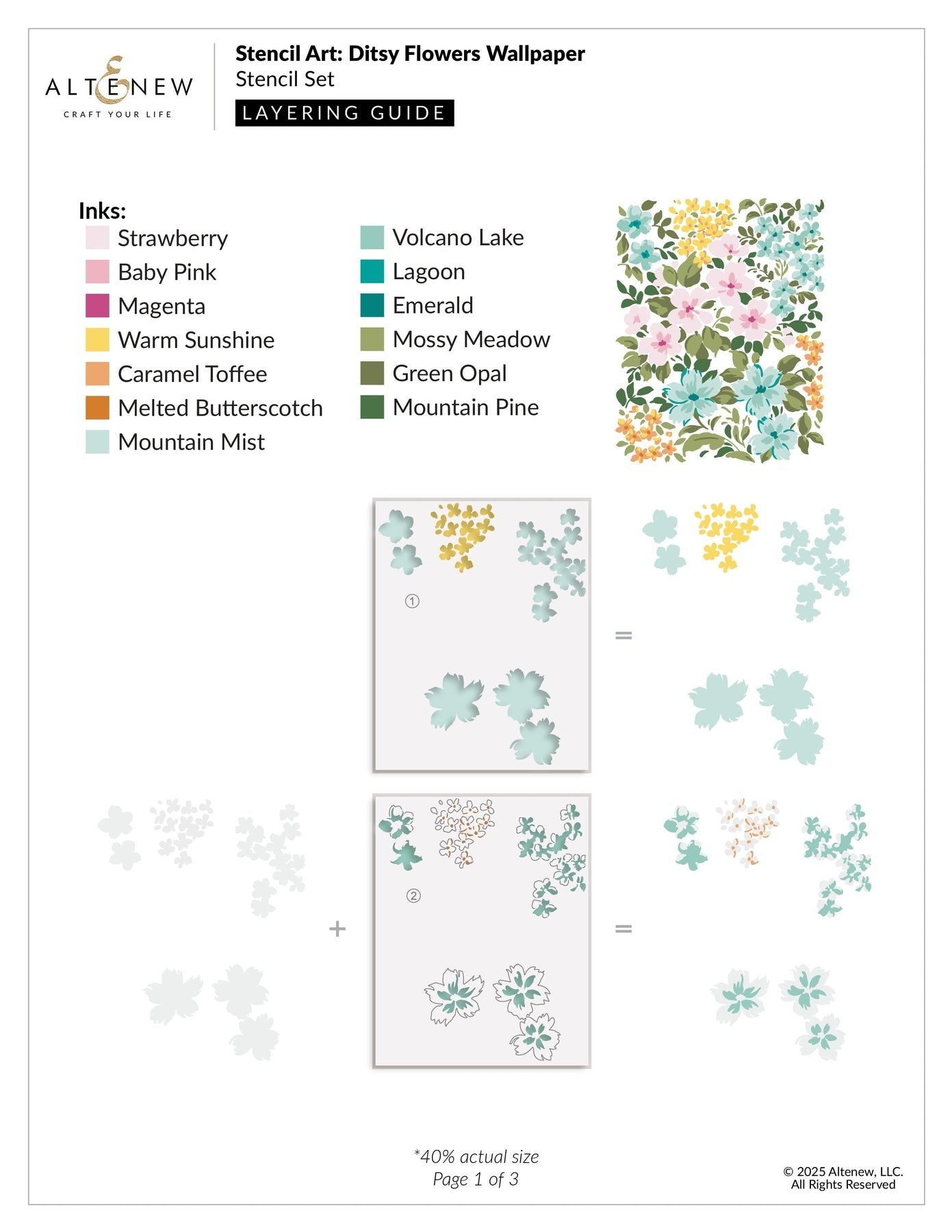 Stencil Art: Ditsy Flowers Wallpaper Layering Stencil Set