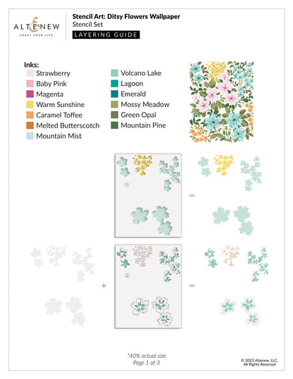 Stencil Art: Ditsy Flowers Wallpaper Layering Stencil Set