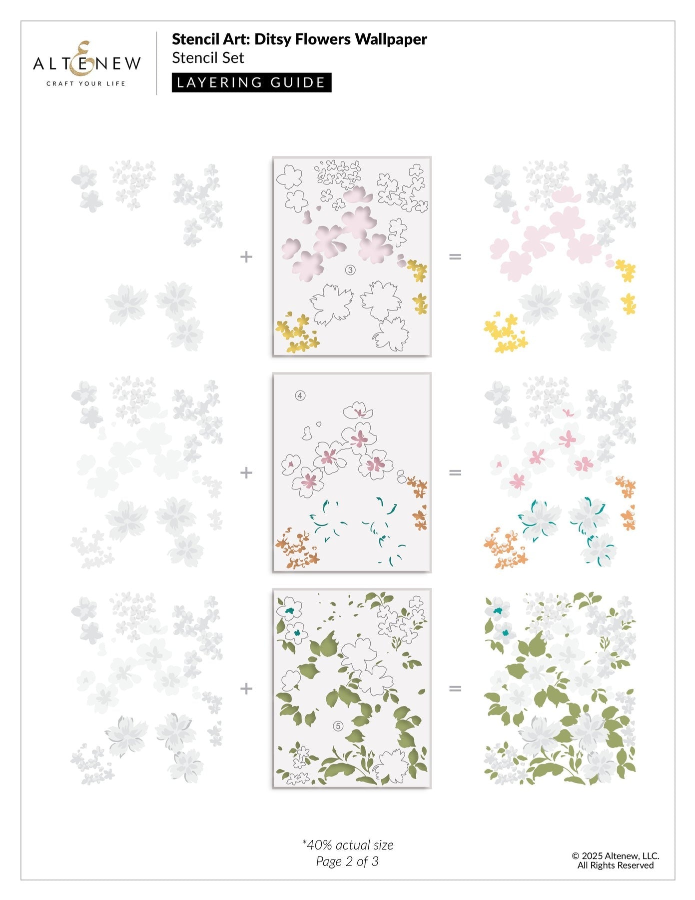 Stencil Art: Ditsy Flowers Wallpaper Layering Stencil Set