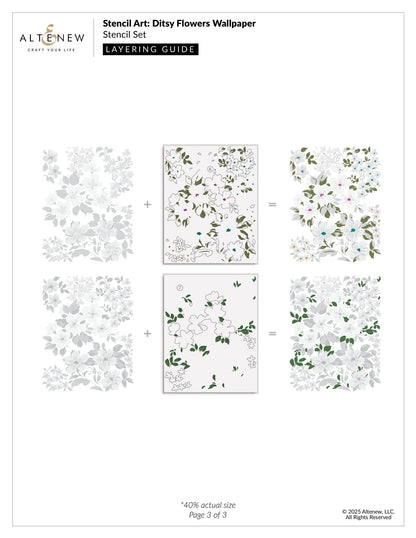 Stencil Art: Ditsy Flowers Wallpaper Layering Stencil Set