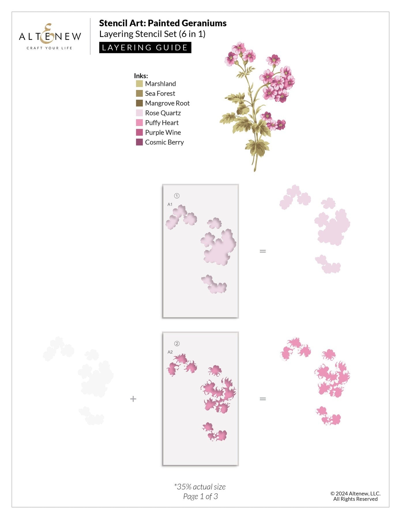 Stencil Art: Painted Geraniums Layering Stencil Set