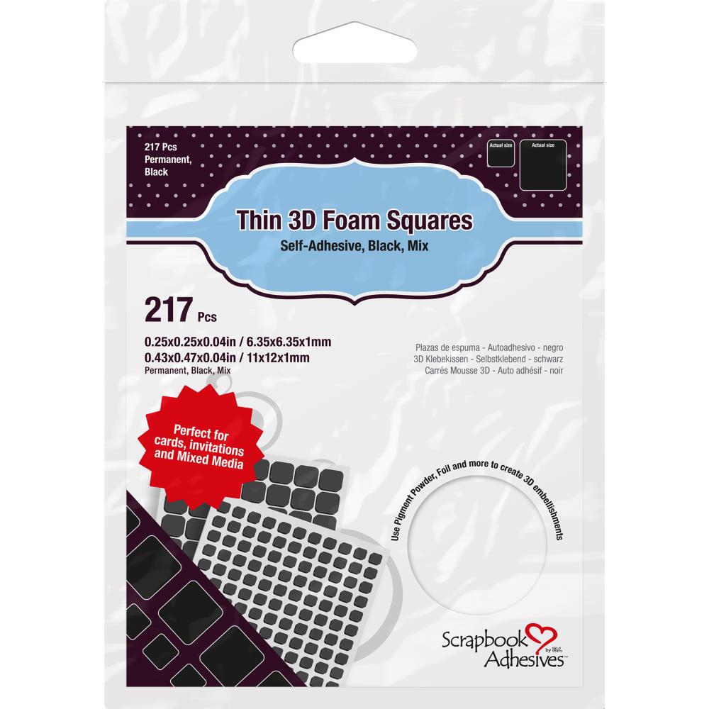 Thin 3D Foam Squares Black Assortment