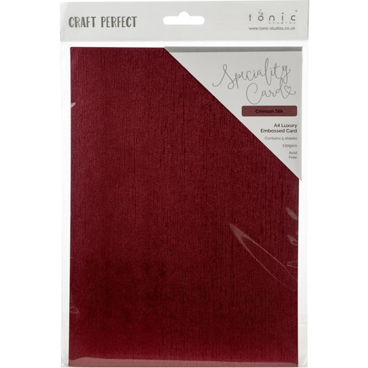 Luxury Embossed Cardstock 8.5 x 11 Crimson Silk