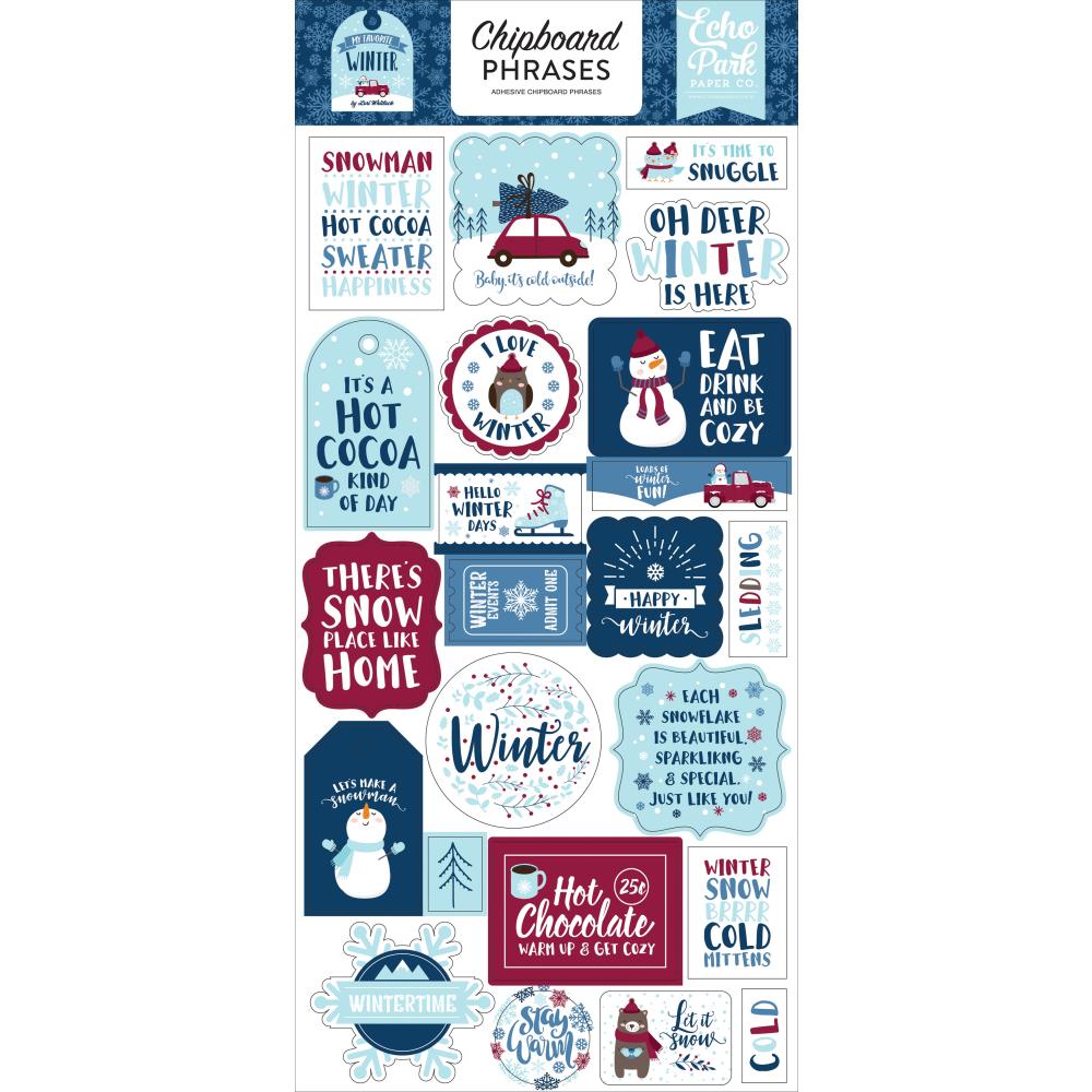 My Favorite Winter Phrases Chipboard