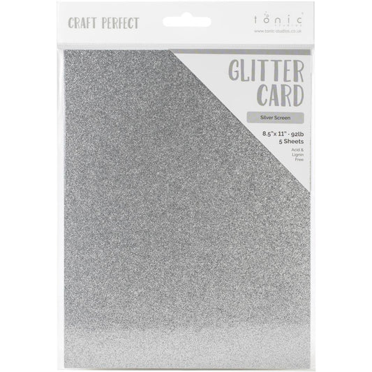 Glitter Cardstock 8.5 x 11 Silver Screen