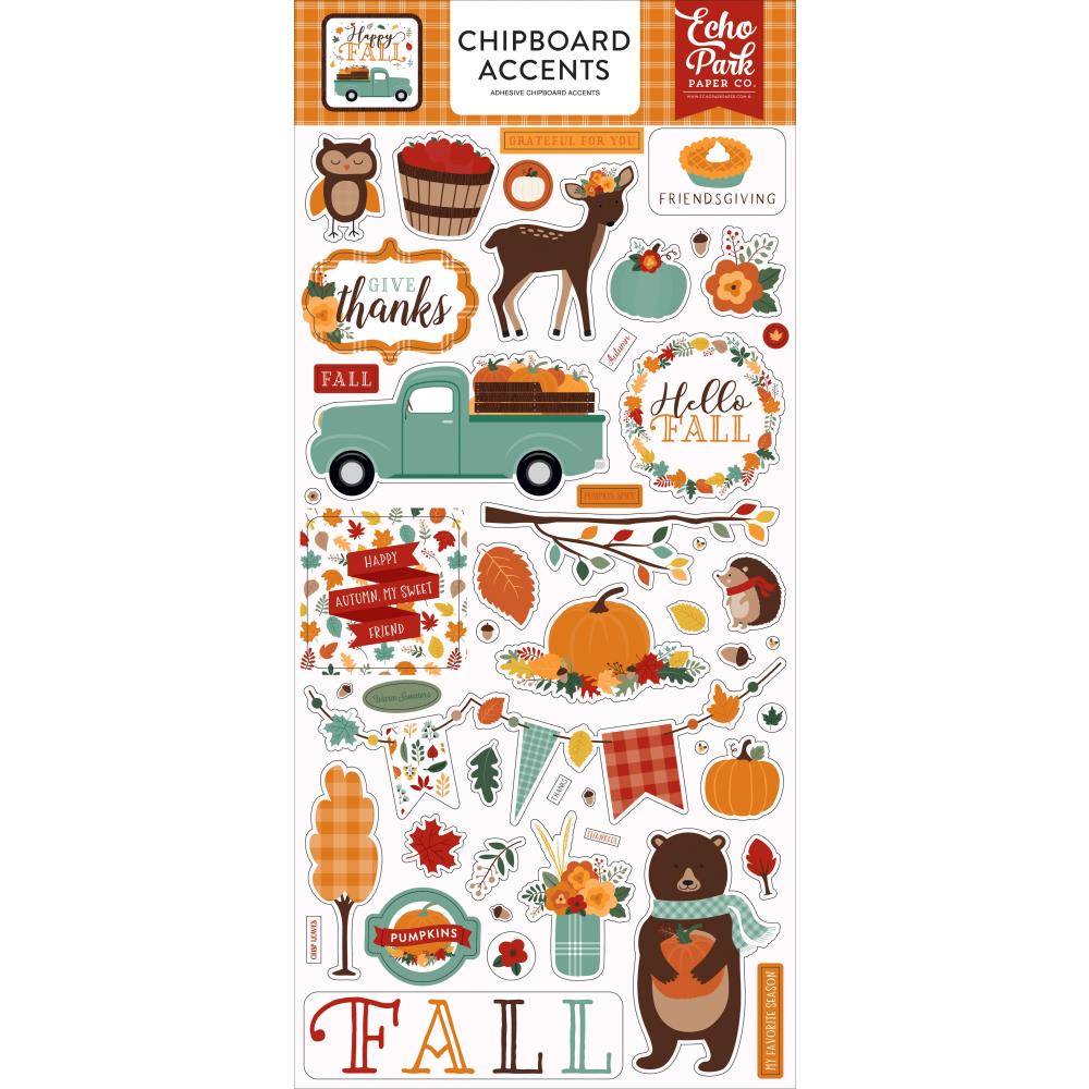 Happy Fall Accents Chipboard