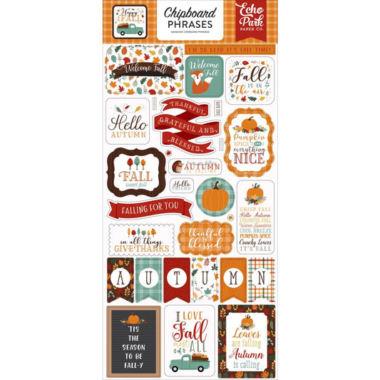 Happy Fall Phrases Chipboard