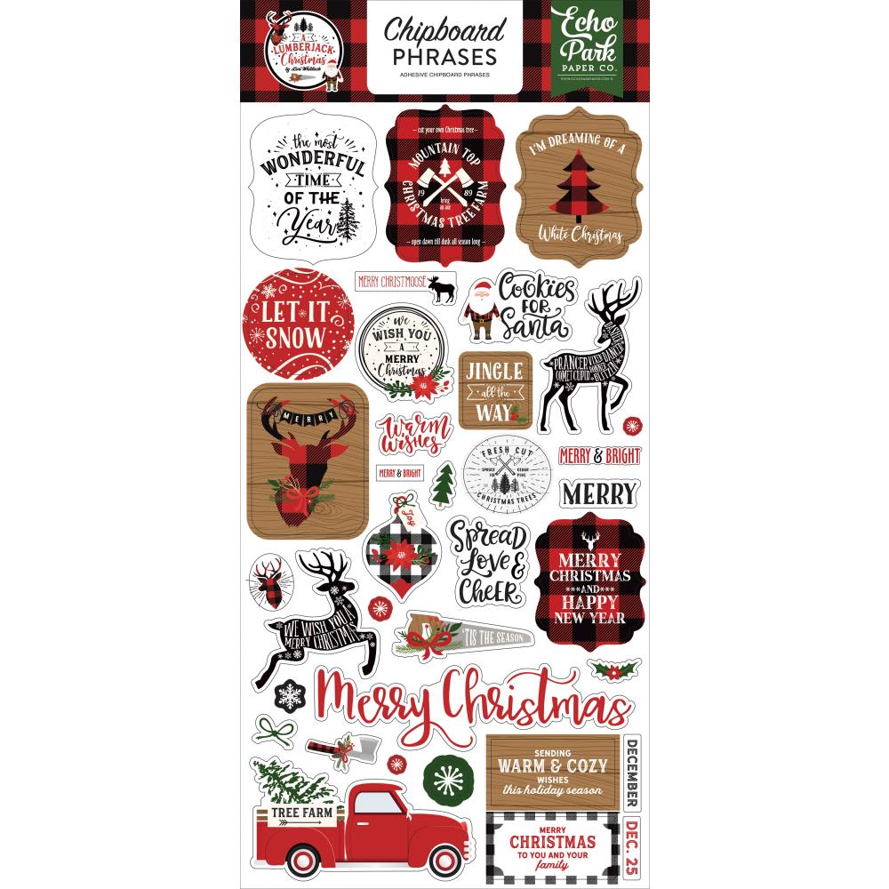 Lumberjack Christmas Chipboard Phrases