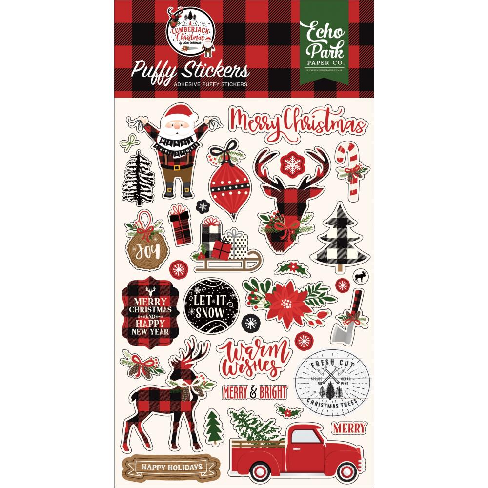 Lumberjack Christmas Puffy Stickers