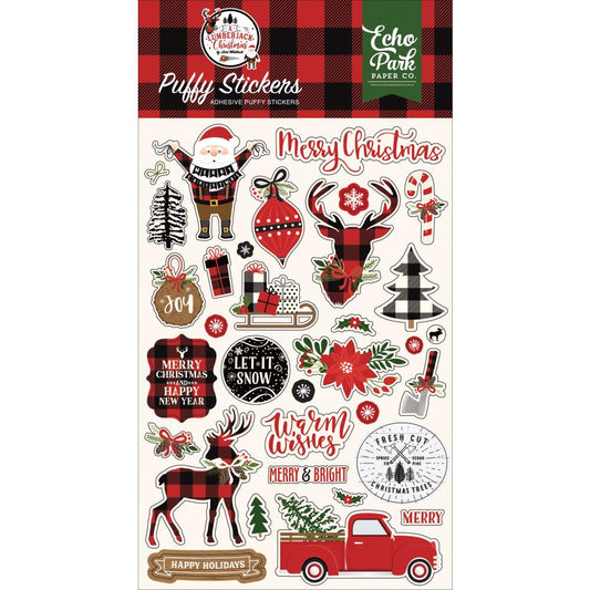 Lumberjack Christmas Puffy Stickers