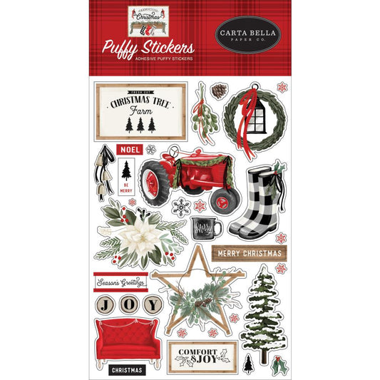 Farmhouse Christmas Puffy Stickers