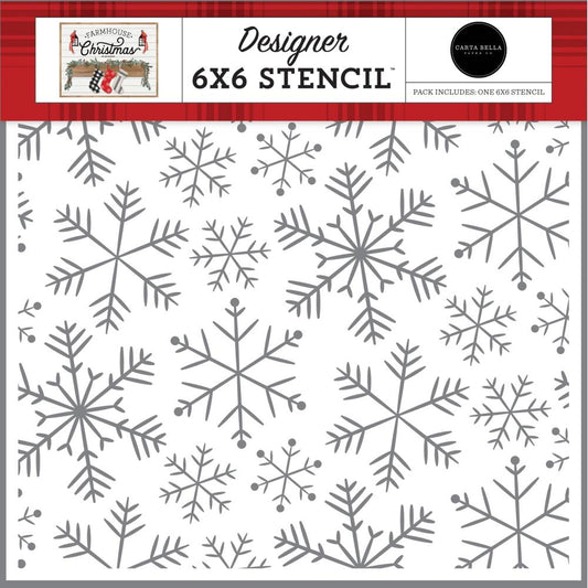 Farmhouse Christmas Merry Snowflakes Stencil