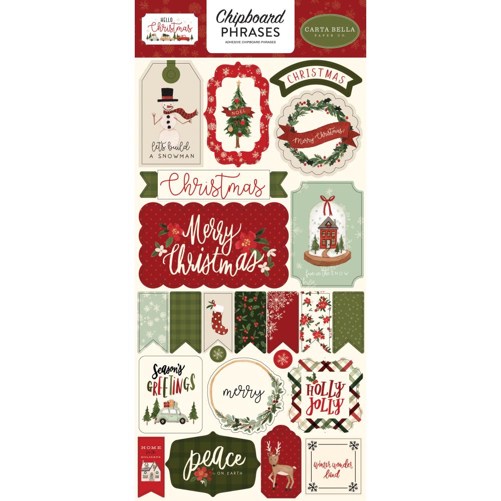 Hello Christmas Chipboard Phrases