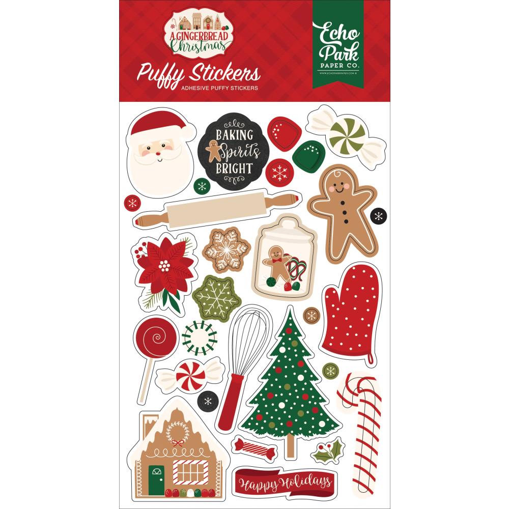 Gingerbread Christmas Puffy Stickers