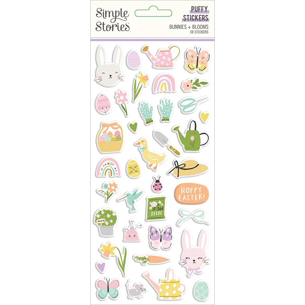 Bunnies & Blooms Puffy Stickers