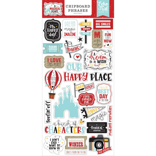 A Magical Place Phrases Chipboard Stickers