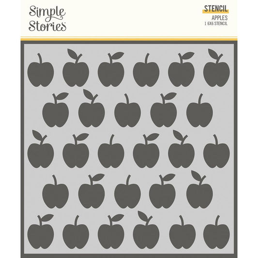 School Life Apples Stencil