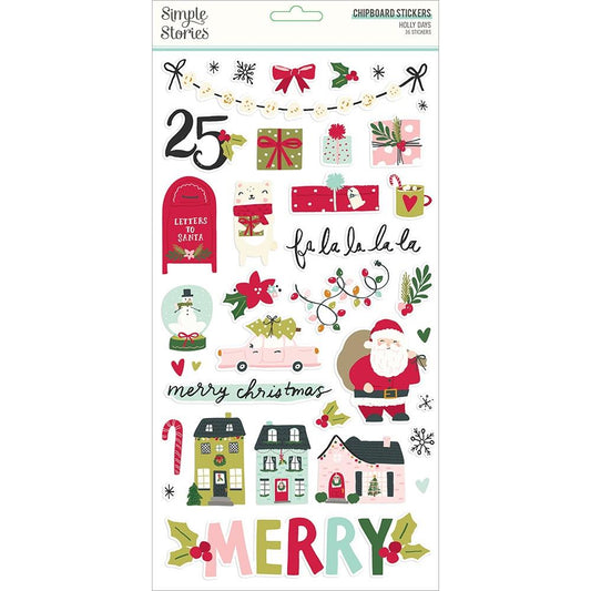 Holly Days Chipboard Stickers